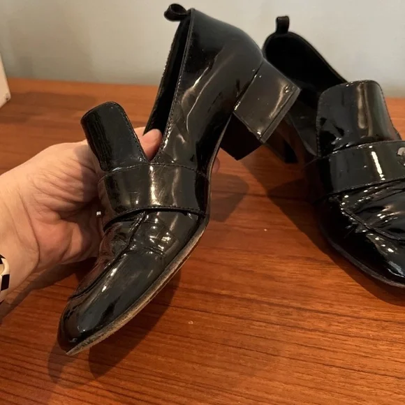 CHANEL Loafers Patent Leather Black Heeled Loafers Size 37 US 6.5/7 Women’s - Picture 4 of 12